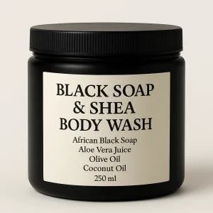 Shealife Black Soap and Shea Body Scrub with African black soap, shea butter and aloe vera