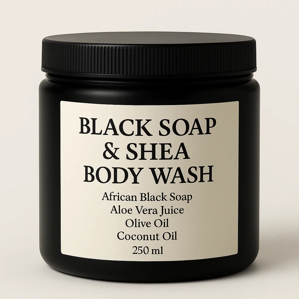 Shealife Black Soap and Shea Body Scrub with African black soap, shea butter and aloe vera