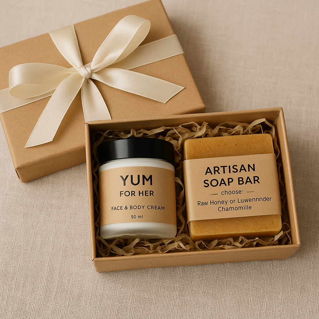 Glow Duo Gift Set – natural face & body cream with artisan soap, handmade by Majoe Shea Beauty.