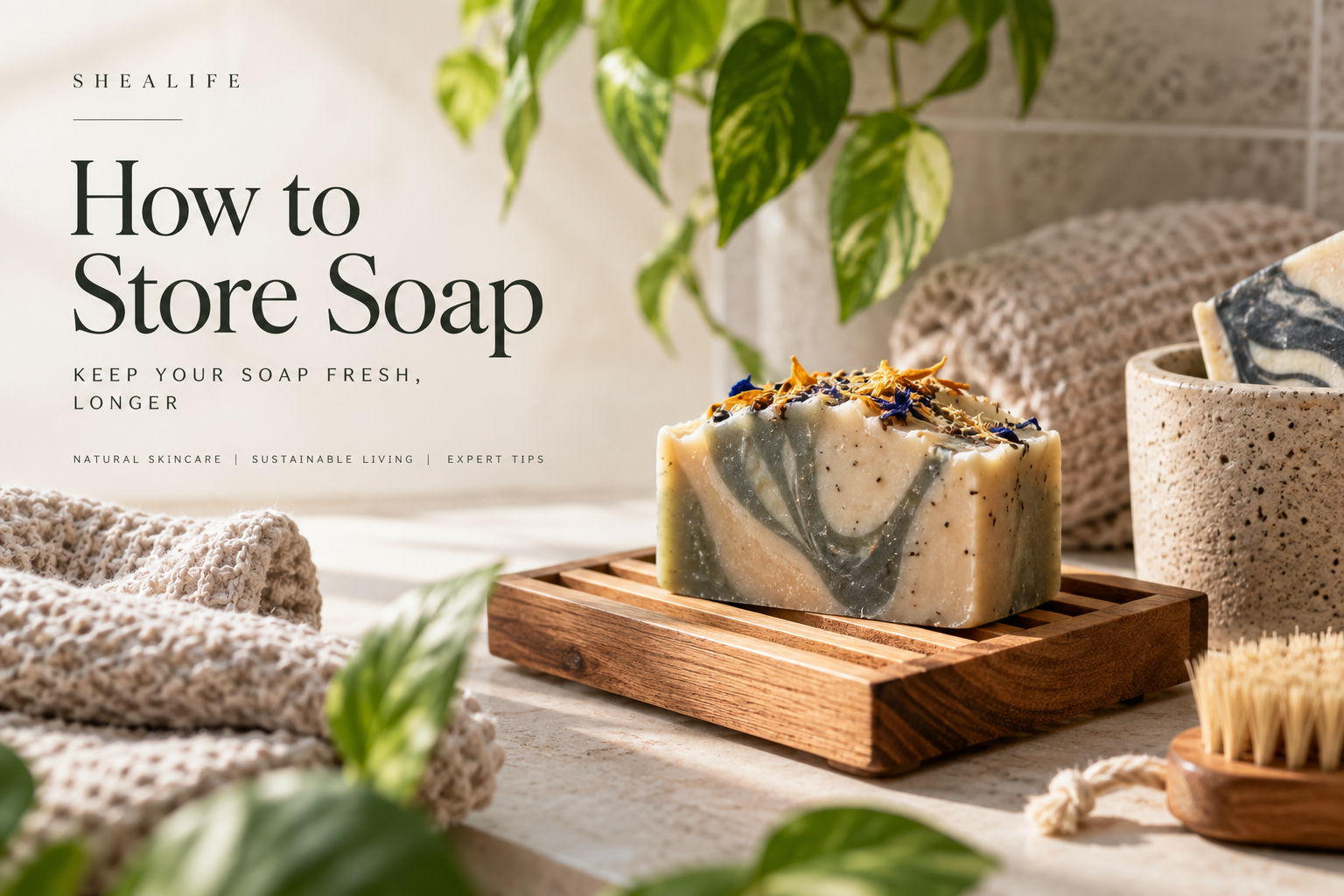 How to store soap on a draining soap dish to keep it dry between uses