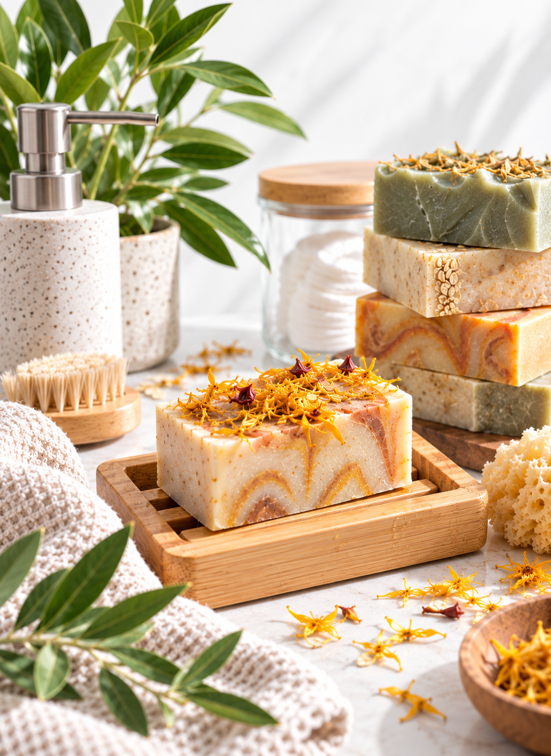 Natural handmade soap bars with botanical ingredients – natural soap benefits